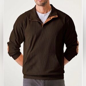 NWT Men’s Henley Pullover In Coffee Brown Corduroy with Brown Accents Size XL
